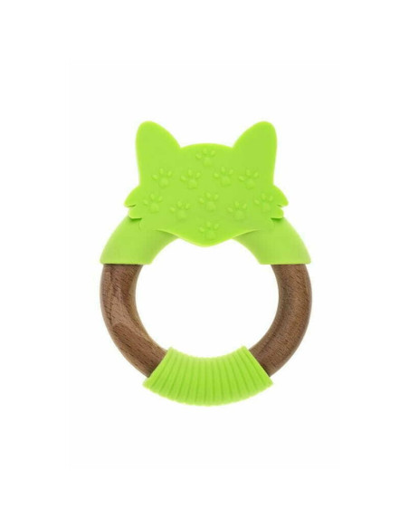 BN-BOC0524,Bocioland - Jucarie de dentitie din silicon si lemn, Usor de prins, Bpa Free, Vulpe, Verde