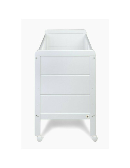 BN-YappyModern_white,Patut cu roti YappyModern din lemn, Cu sina speciala pentru dentitie, Suport pentru saltea reglabil, YappyK
