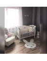 BN-YappyLa:le_white,Patut cu laterala culisanta, bariera de protectie cu scara YappyLa:le din lemn de fag, Cu sina speciala pent