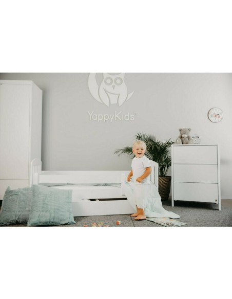 BN-YAPPYMINI_WHITE,Comoda de infasat YappyMini din lemn, Cu trei sertare, Cu blat de infasat detasabil, YappyKids, 65x54x90 cm, 
