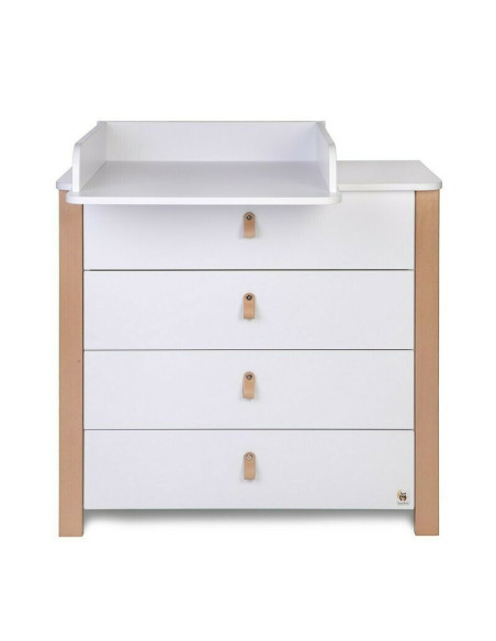BN-YAPPYDRESSERETUDE_WHITE,Comoda de infasat YappyEtude din lemn, Cu patru sertare, Cu blat de infasat detasabil, YappyKids, 89x