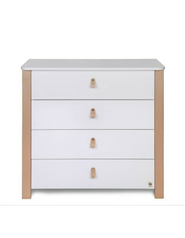 BN-YAPPYDRESSERETUDE_WHITE,Comoda de infasat YappyEtude din lemn, Cu patru sertare, Cu blat de infasat detasabil, YappyKids, 89x