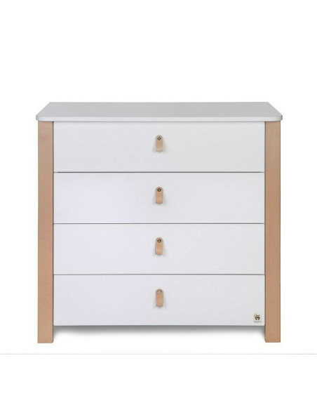 BN-YAPPYDRESSERETUDE_WHITE,Comoda de infasat YappyEtude din lemn, Cu patru sertare, Cu blat de infasat detasabil, YappyKids, 89x