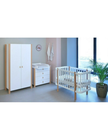 BN-YAPPYDRESSERETUDE_WHITE,Comoda de infasat YappyEtude din lemn, Cu patru sertare, Cu blat de infasat detasabil, YappyKids, 89x