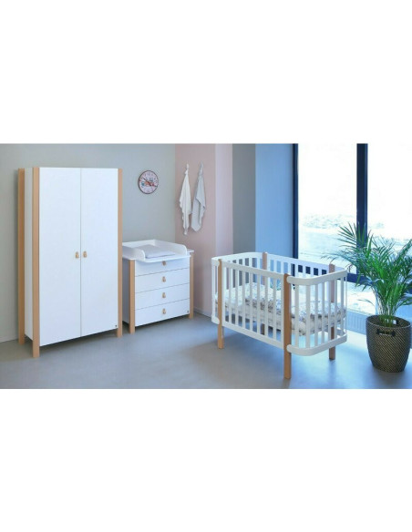BN-YAPPYDRESSERETUDE_WHITE,Comoda de infasat YappyEtude din lemn, Cu patru sertare, Cu blat de infasat detasabil, YappyKids, 89x