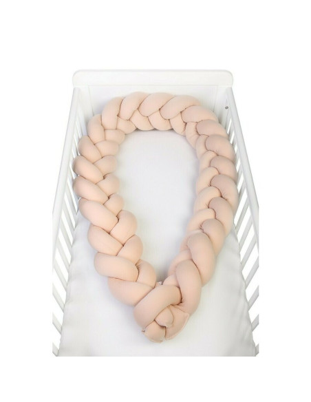 BN-YAPPYGUM_240_BEIGE,Protectie laterala pentru patut, Tip Bumper impletit YappyGum, Utilizabil si ca baby nest, Din tricot, Yap