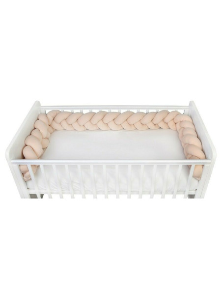 BN-YAPPYGUM_240_BEIGE,Protectie laterala pentru patut, Tip Bumper impletit YappyGum, Utilizabil si ca baby nest, Din tricot, Yap