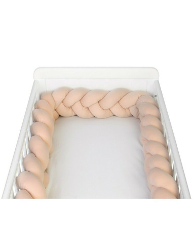 BN-YAPPYGUM_240_BEIGE,Protectie laterala pentru patut, Tip Bumper impletit YappyGum, Utilizabil si ca baby nest, Din tricot, Yap