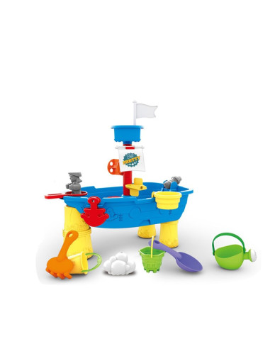 BN-858509,Petite&Mars - Masuta de activitati pentru apa si nisip Sandy Jack, Cu accesorii, 8 jucarii, Multicolor