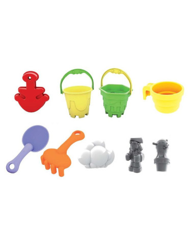 BN-858509,Petite&Mars - Masuta de activitati pentru apa si nisip Sandy Jack, Cu accesorii, 8 jucarii, Multicolor