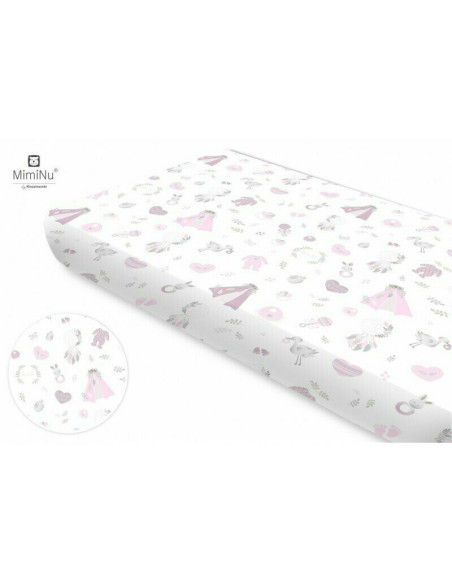 BN-6426972009126,MimiNu - Cearceaf cu elastic pentru patut 140X70 cm, Din bumbac certificat Oeko Tex Standard 100, Baby Shower P