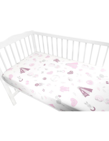 BN-6426972009126,MimiNu - Cearceaf cu elastic pentru patut 140X70 cm, Din bumbac certificat Oeko Tex Standard 100, Baby Shower P