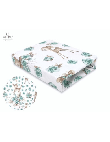 BN-6426972009188,MimiNu - Cearceaf cu elastic pentru patut 140X70 cm, Din bumbac certificat Oeko Tex Standard 100, Sweet Deer Mi