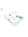 BN-6426972009218,MimiNu - Cearceaf cu elastic pentru patut 140X70 cm, Din bumbac certificat Oeko Tex Standard 100, Dino Mint