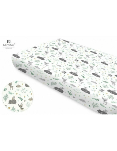 BN-6426972009225,MimiNu - Cearceaf cu elastic pentru patut 140X70 cm, Din bumbac certificat Oeko Tex Standard 100, Forest friend