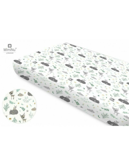 BN-6426972009225,MimiNu - Cearceaf cu elastic pentru patut 140X70 cm, Din bumbac certificat Oeko Tex Standard 100, Forest friend