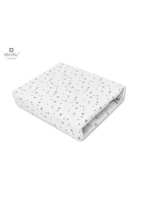 BN-6426972009249,MimiNu - Cearceaf cu elastic pentru patut 140X70 cm, Din bumbac certificat Oeko Tex Standard 100, Mini Gray Sta
