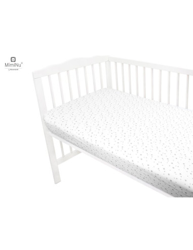 BN-6426972009249,MimiNu - Cearceaf cu elastic pentru patut 140X70 cm, Din bumbac certificat Oeko Tex Standard 100, Mini Gray Sta