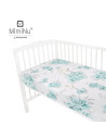 BN-6426972009263,MimiNu - Cearceaf cu elastic pentru patut 140X70 cm, Din bumbac certificat Oeko Tex Standard 100, Peonie Mint