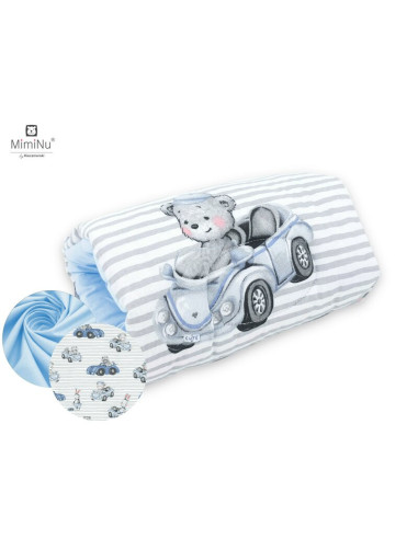 BN-6426972009355,MimiNu - Perna pentru alaptat tip manson, Din bumbac certificat Oeko Tex Standard 100, 25 cm, Old Road/Blue