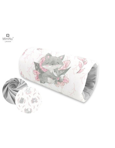 BN-6426972009362,MimiNu - Perna pentru alaptat tip manson, Din bumbac certificat Oeko Tex Standard 100, 25 cm, Lulu Rose/Gray