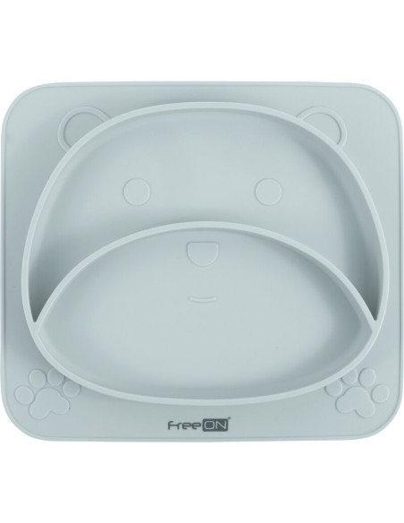 BN-39685,Farfurie compartimentata din silicon fara BPA, FreeON, 26 x 23 x 2.6 cm, Teddy Bear Green