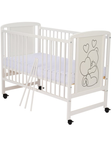 BN-QMTIMH12CM01AL,Qmini - Patut din lemn Timmi Heart 120x60 cm, Din lemn de pin si mdf, Stabil si rezistent, Inaltime saltea reg