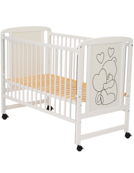 BN-QMTIMH8CM03AL,Qmini - Patut din lemn Timmi Heart 120x60 cm, Cu laterala culisanta, Din lemn de pin si mdf, Stabil si rezisten