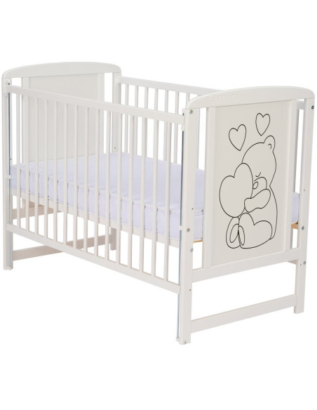 BN-QMTIMH12CM03AL,Qmini - Patut din lemn Timmi Heart 120x60 cm, Cu laterala culisanta, Din lemn de pin si mdf, Stabil si reziste