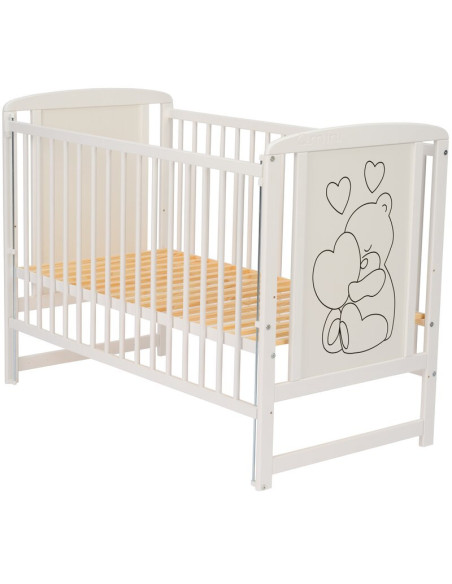 BN-QMTIMH12CM03AL,Qmini - Patut din lemn Timmi Heart 120x60 cm, Cu laterala culisanta, Din lemn de pin si mdf, Stabil si reziste