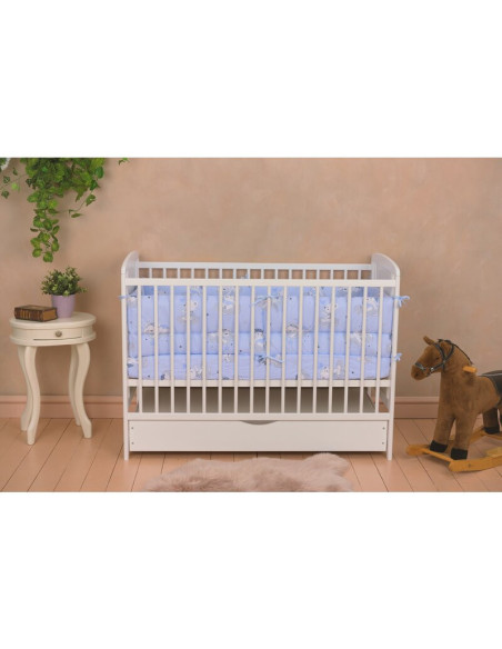 BN-QMTIMH12CM02AL,Qmini - Patut din lemn Timmi Heart 120x60 cm, Cu sertar, Din lemn de pin si mdf, Stabil si rezistent, Inaltime