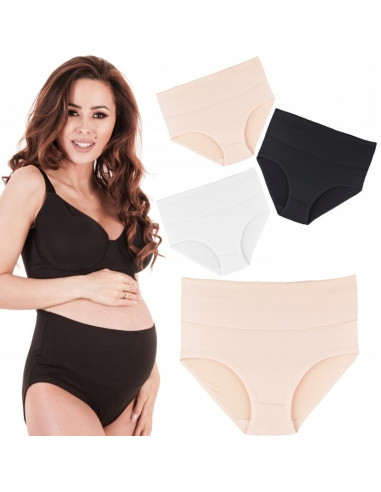 BN-QM_BAMBOOPANTIES_L/XL,Qmini - Set 4 bucati chiloti gravide din bambus, L/XL, mix de culori