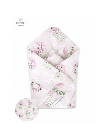 BN-6426972009973,MimiNu - Paturica de infasat, Cu multiple utilizari, Cu inchidere arici velcro, Dimensiune 75x75 cm, Din bumbac