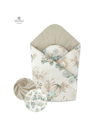 BN-6426972009980,MimiNu - Paturica de infasat cu doua fete, Cu multiple utilizari, Cu inchidere arici velcro, Dimensiune 75x75 c