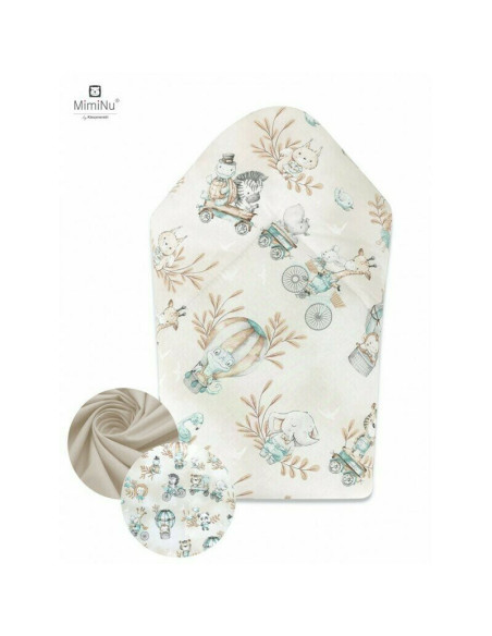 BN-6426972009980,MimiNu - Paturica de infasat cu doua fete, Cu multiple utilizari, Cu inchidere arici velcro, Dimensiune 75x75 c