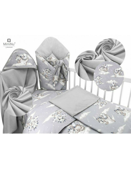 BN-6426972009997,MimiNu - Paturica de infasat cu doua fete, Cu multiple utilizari, Cu inchidere arici velcro, Dimensiune 75x75 c