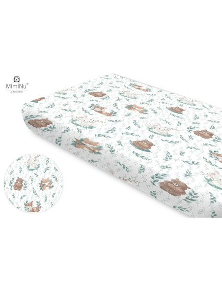 BN-6426972009775,MimiNu - Cearceaf cu elastic, Din bumbac certificat Oeko Tex Standard 100, Pentru pat 160x80 cm, Lulu Natural