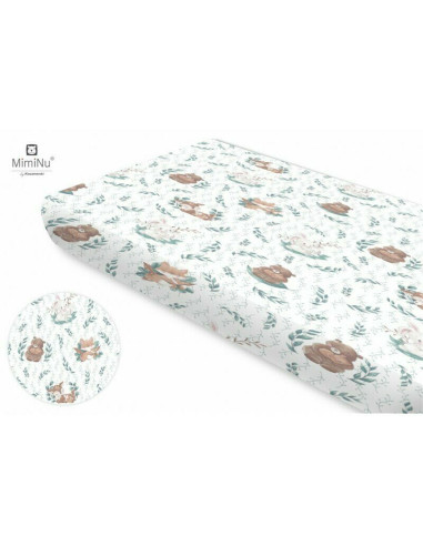 BN-6426972009775,MimiNu - Cearceaf cu elastic, Din bumbac certificat Oeko Tex Standard 100, Pentru pat 160x80 cm, Lulu Natural