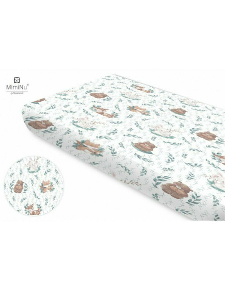 BN-6426972009775,MimiNu - Cearceaf cu elastic, Din bumbac certificat Oeko Tex Standard 100, Pentru pat 160x80 cm, Lulu Natural