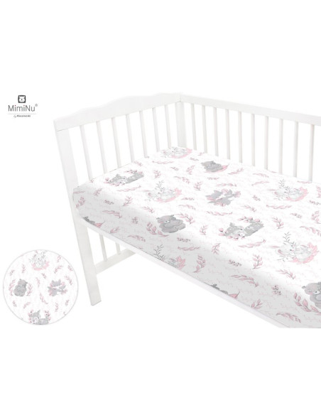 BN-6426972009782,MimiNu - Cearceaf cu elastic pentru patut 120X60 cm, Din bumbac certificat Oeko Tex Standard 100, Lulu Rose