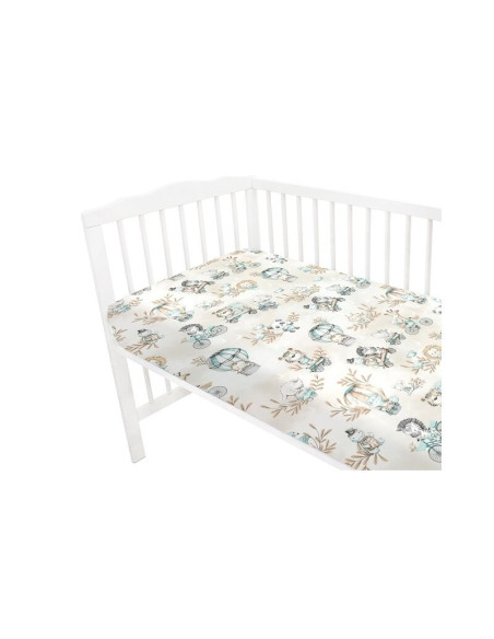 BN-6426972009898,MimiNu - Cearceaf cu elastic pentru patut 120X60 cm, Din bumbac certificat Oeko Tex Standard 100, Design, Zoo o
