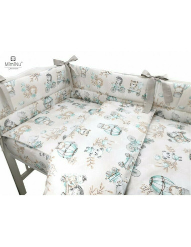 BN-6426972009898,MimiNu - Cearceaf cu elastic pentru patut 120X60 cm, Din bumbac certificat Oeko Tex Standard 100, Design, Zoo o