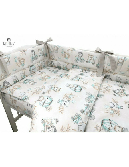 BN-6426972009898,MimiNu - Cearceaf cu elastic pentru patut 120X60 cm, Din bumbac certificat Oeko Tex Standard 100, Design, Zoo o