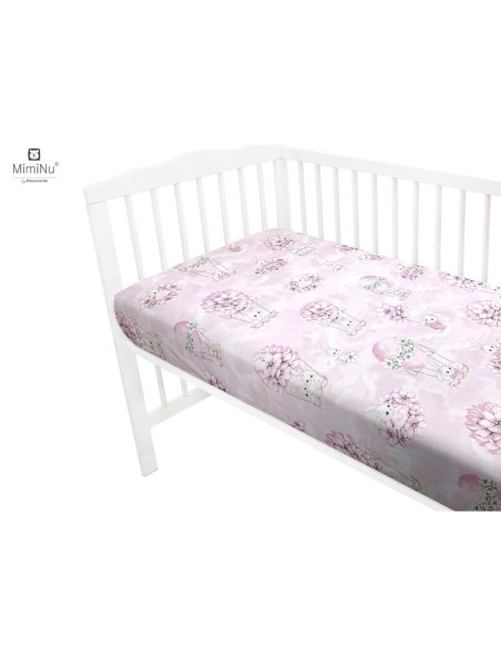 BN-6426972009911,MimiNu - Cearceaf cu elastic pentru patut 120X60 cm, Din bumbac certificat Oeko Tex Standard 100, Design, Aweso