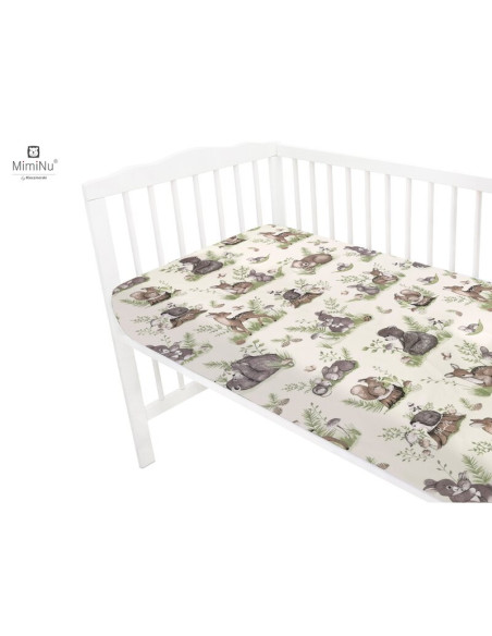 BN-6426972009935,MimiNu - Cearceaf cu elastic pentru patut 120X60 cm, Din bumbac certificat Oeko Tex Standard 100, Design, Calm 