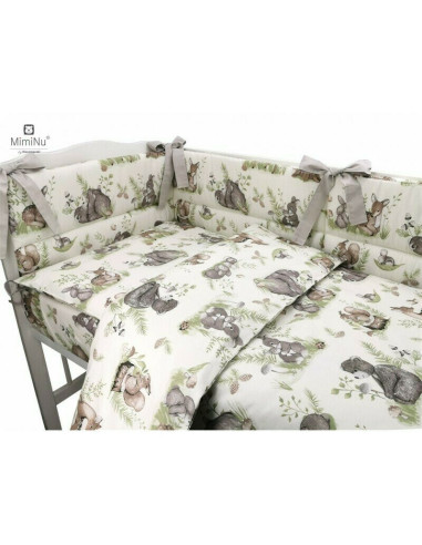 BN-6426972009935,MimiNu - Cearceaf cu elastic pentru patut 120X60 cm, Din bumbac certificat Oeko Tex Standard 100, Design, Calm 