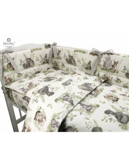 BN-6426972009935,MimiNu - Cearceaf cu elastic pentru patut 120X60 cm, Din bumbac certificat Oeko Tex Standard 100, Design, Calm 