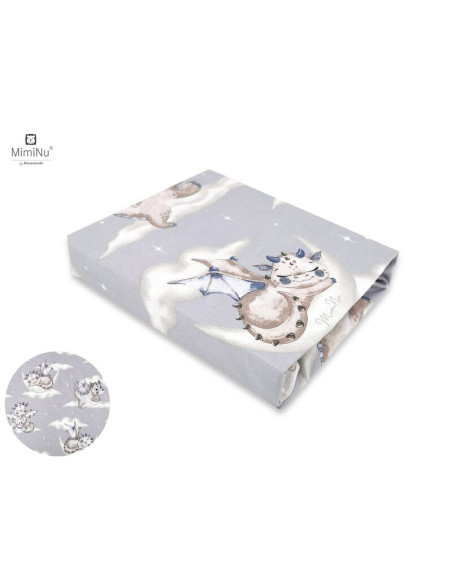 BN-6426972009959,MimiNu - Cearceaf cu elastic pentru patut 120X60 cm, Din bumbac certificat Oeko Tex Standard 100, Design, Drago