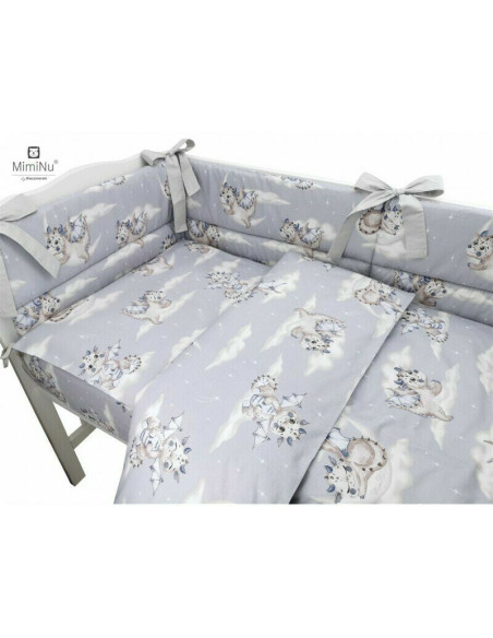 BN-6426972009959,MimiNu - Cearceaf cu elastic pentru patut 120X60 cm, Din bumbac certificat Oeko Tex Standard 100, Design, Drago