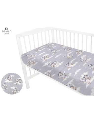 BN-6426972009959,MimiNu - Cearceaf cu elastic pentru patut 120X60 cm, Din bumbac certificat Oeko Tex Standard 100, Design, Drago